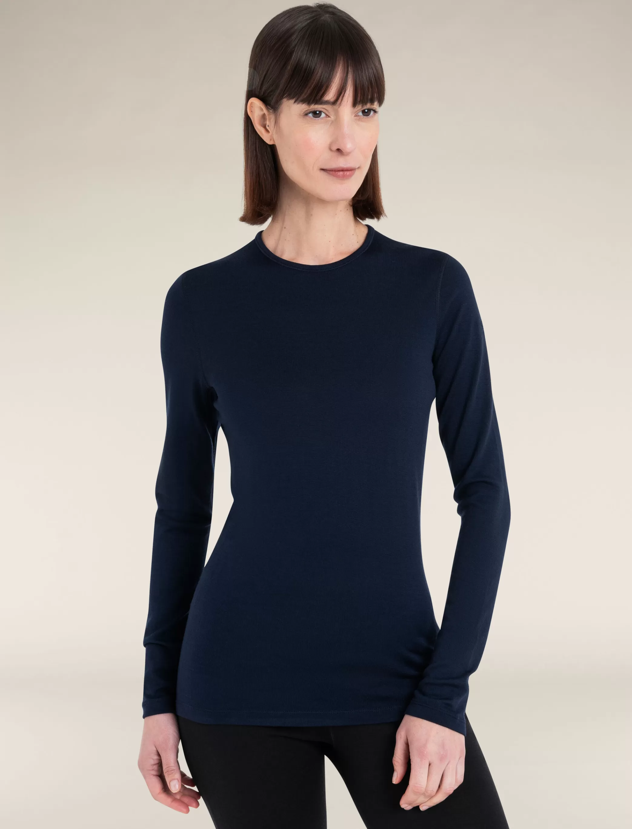 Clearance icebreaker Women'S Merino 260 Tech Long Sleeve Crew Neck Thermal Top Midnight Navy
