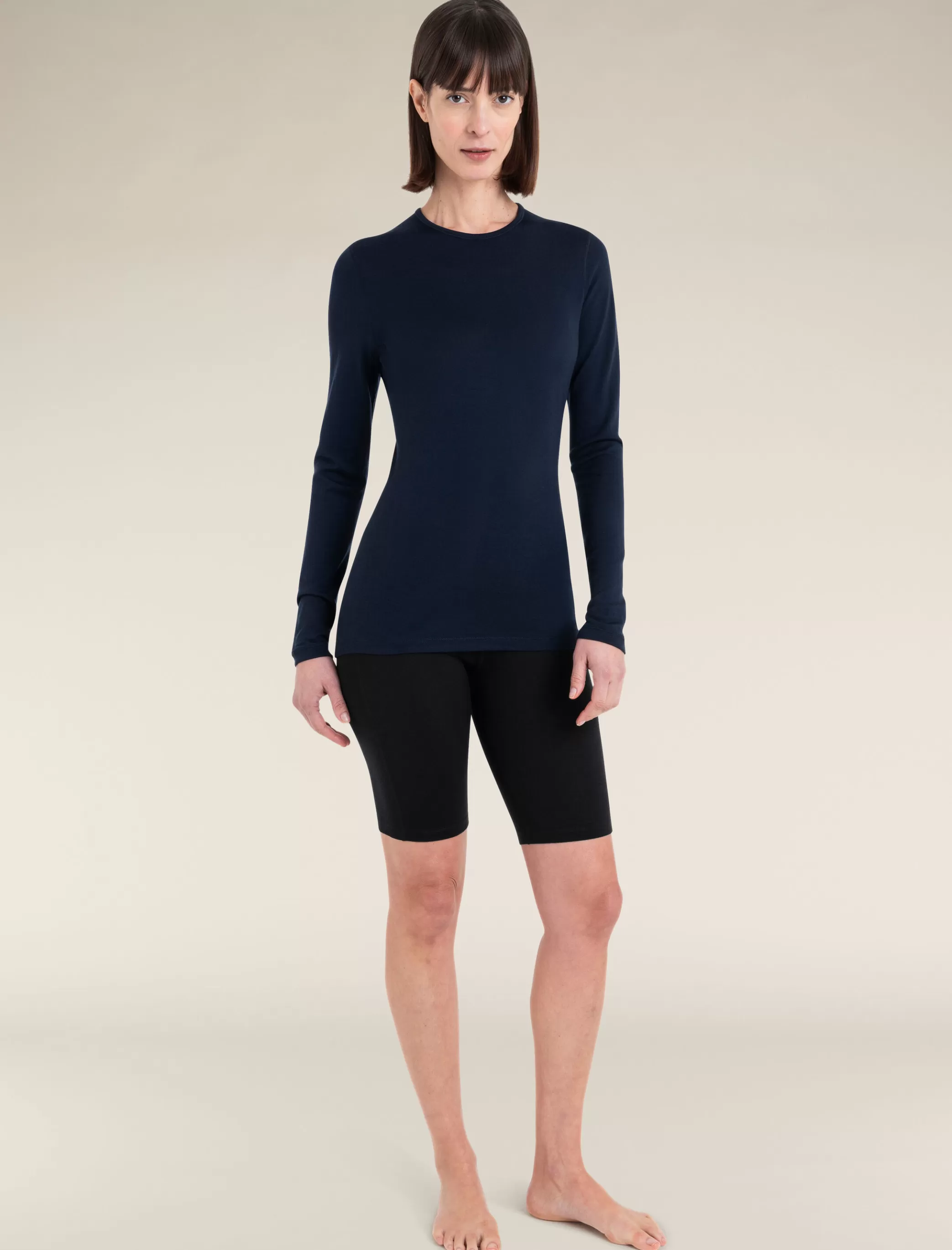 Clearance icebreaker Women'S Merino 260 Tech Long Sleeve Crew Neck Thermal Top Midnight Navy
