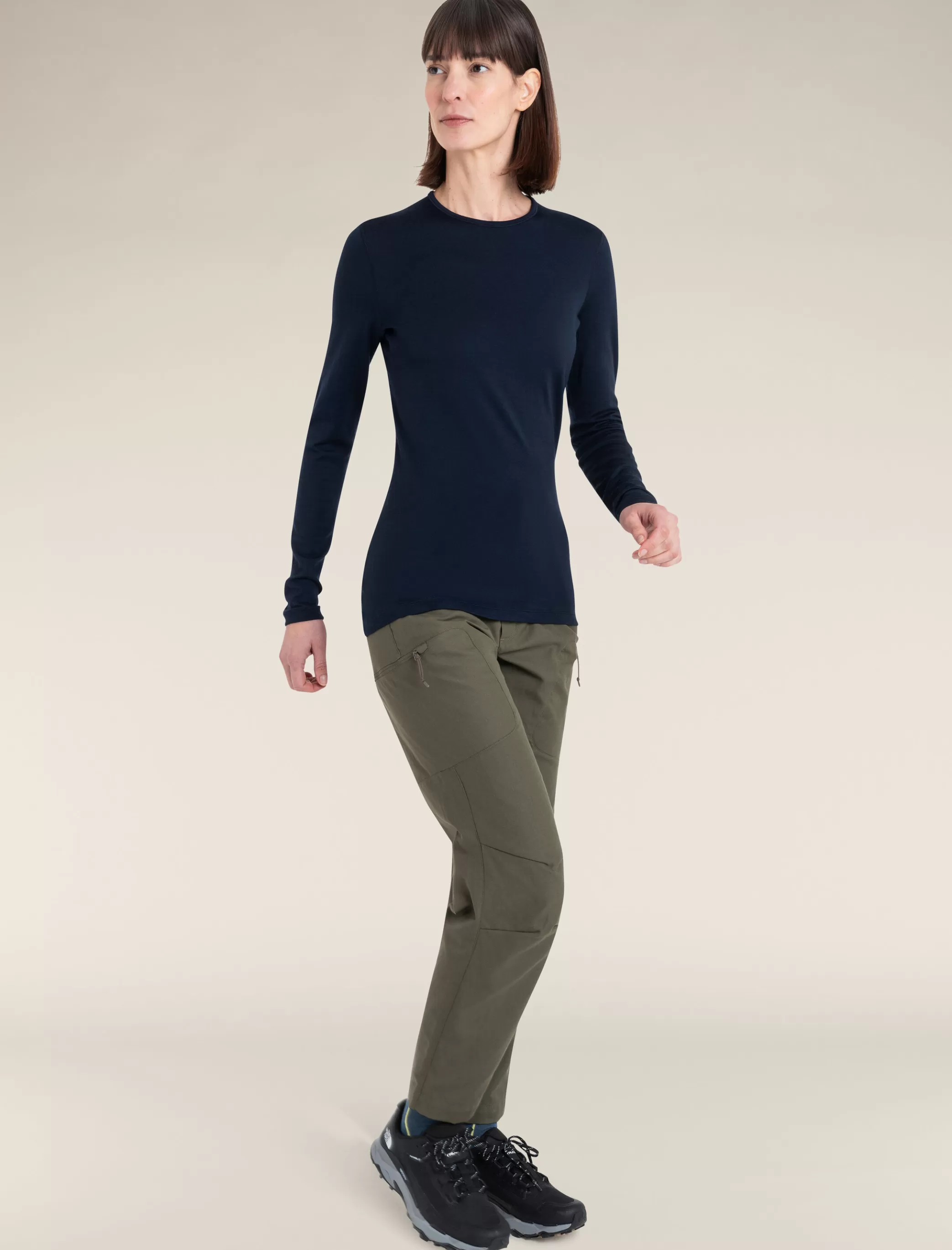 Clearance icebreaker Women'S Merino 260 Tech Long Sleeve Crew Neck Thermal Top Midnight Navy