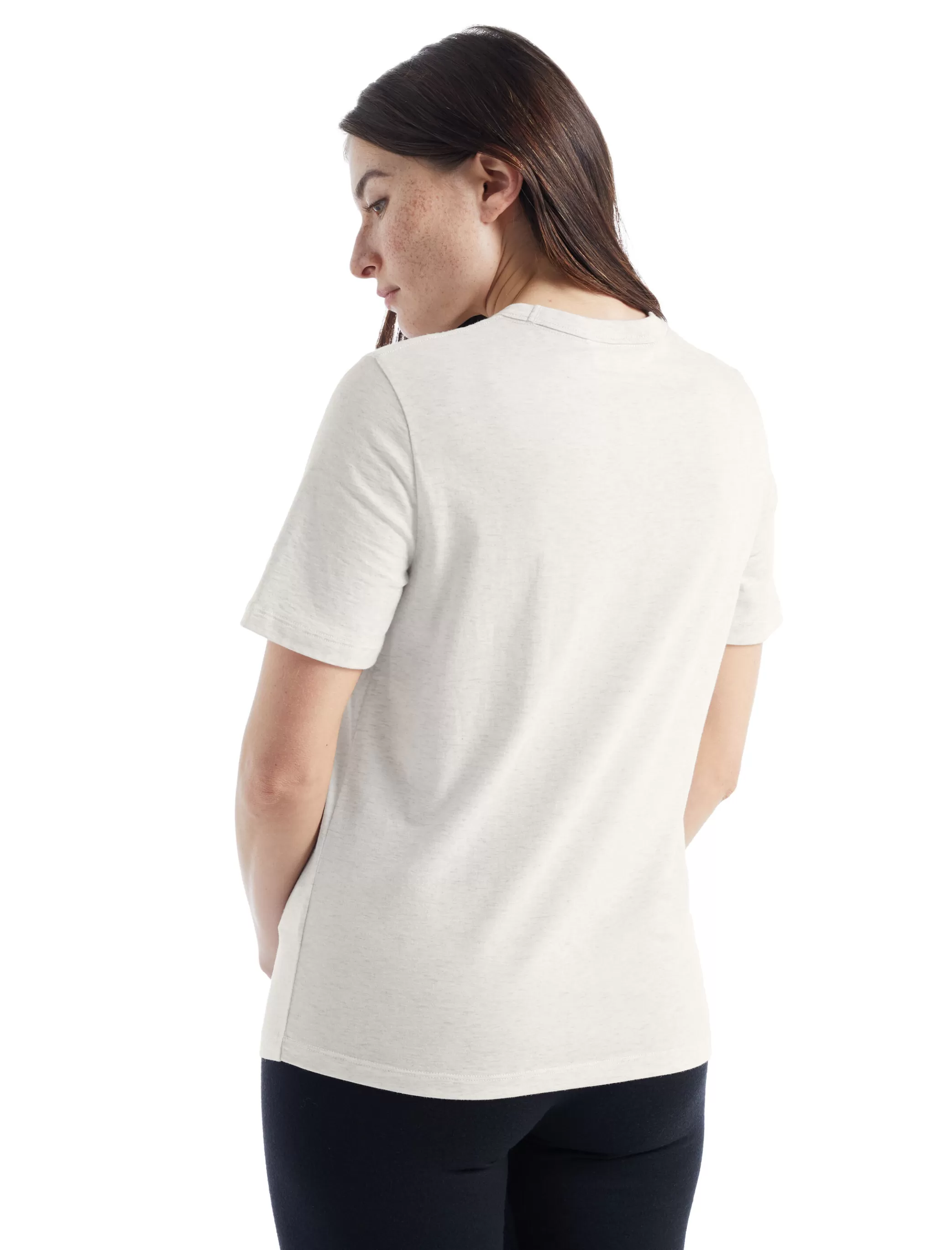 Hot icebreaker Women'S Merino Central Short Sleeve T-Shirt Flora Forms Ecru Heather
