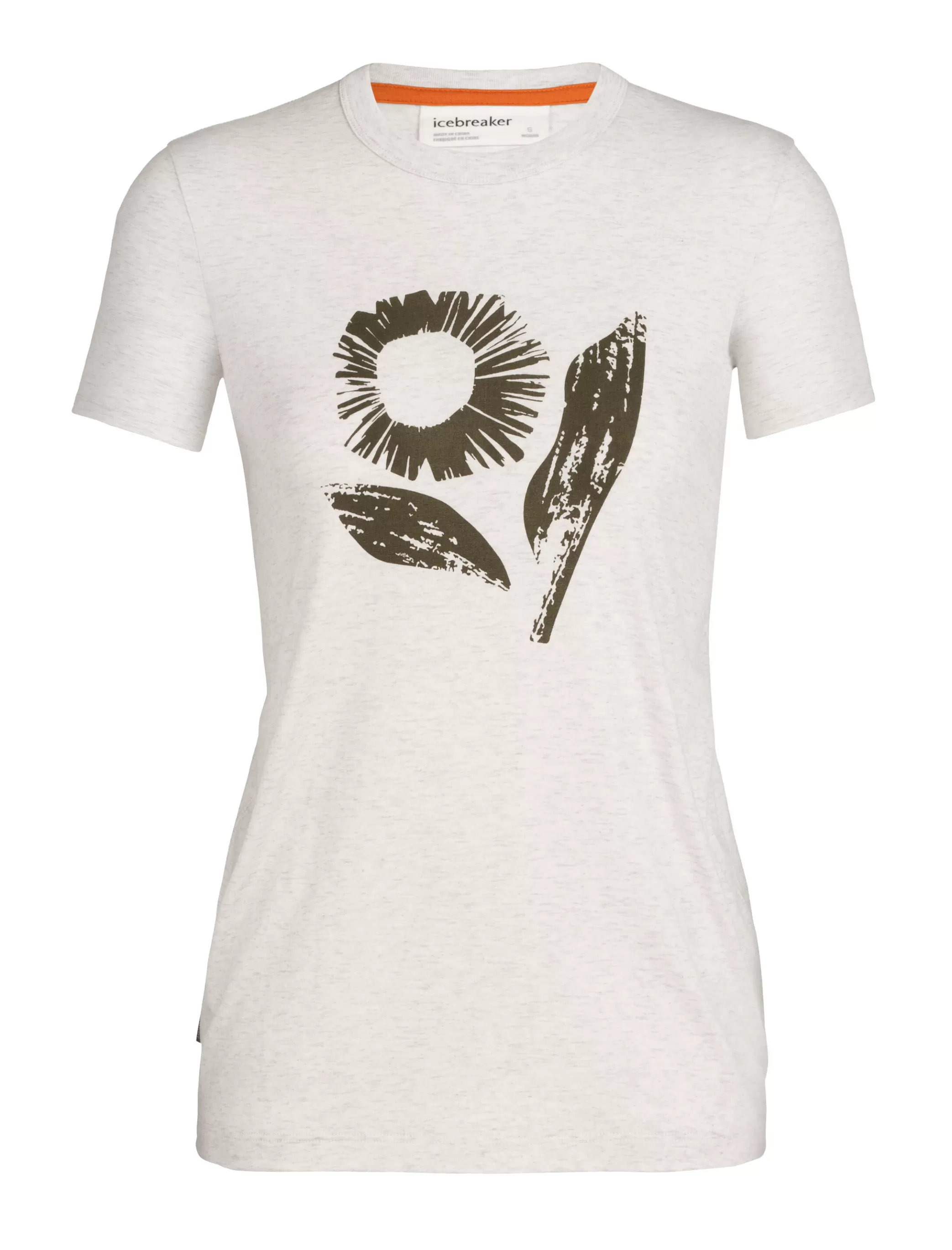 Hot icebreaker Women'S Merino Central Short Sleeve T-Shirt Flora Forms Ecru Heather