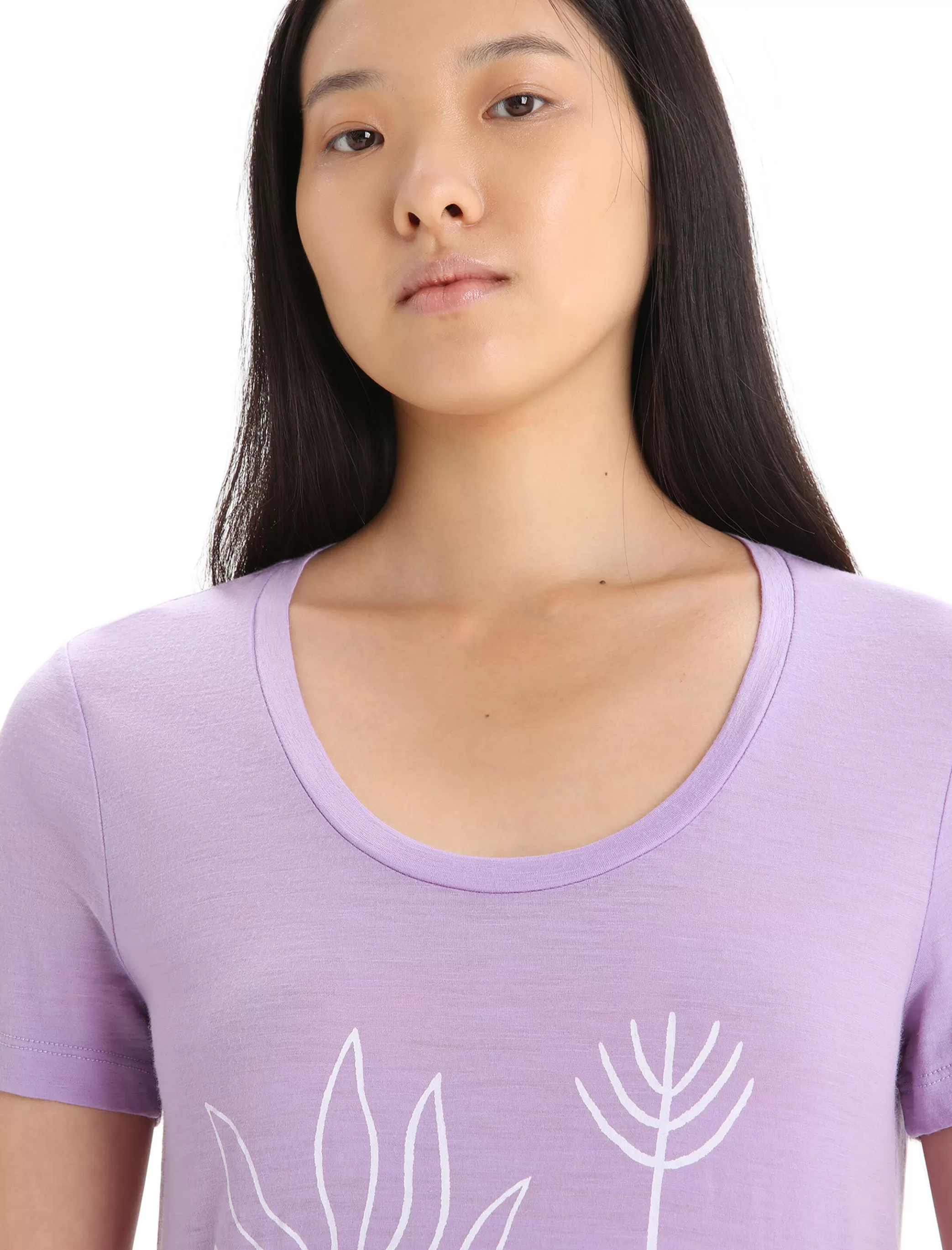 Shop icebreaker Women'S Merino Tech Lite Ii Short Sleeve Scoop T-Shirt Fresh Growth Purple Gaze