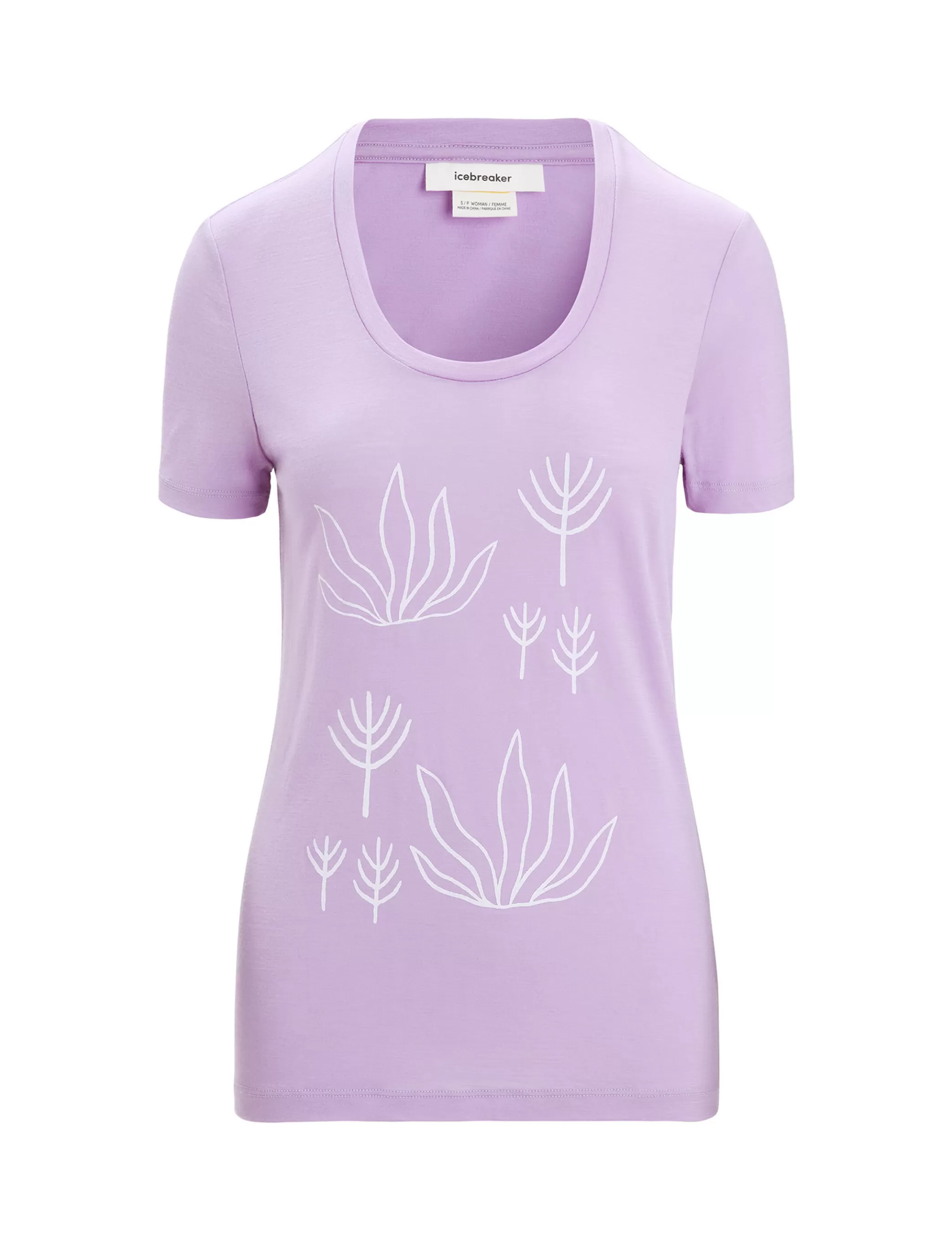 Shop icebreaker Women'S Merino Tech Lite Ii Short Sleeve Scoop T-Shirt Fresh Growth Purple Gaze