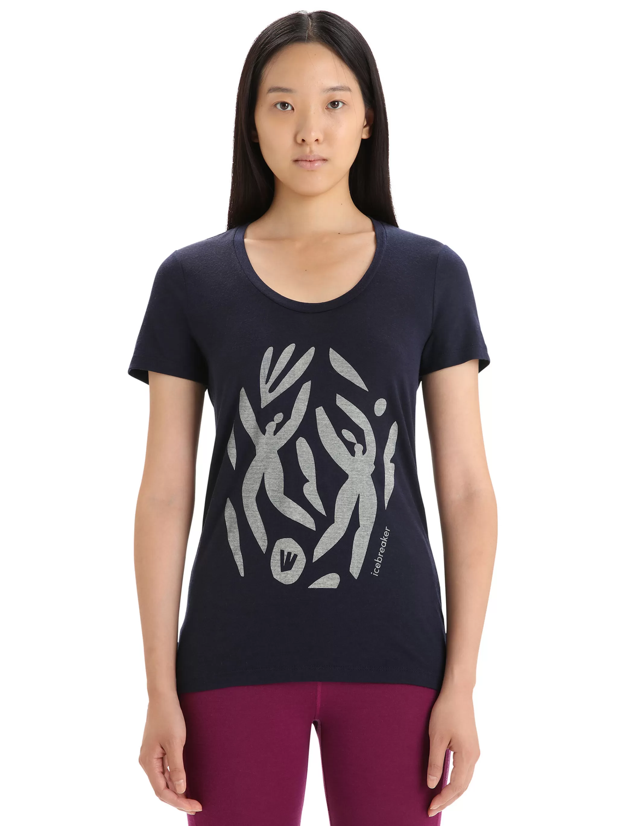 Online icebreaker Women'S Merino Tech Lite Ii Short Sleeve Scoop T-Shirt Nature Celebration Midnight Navy