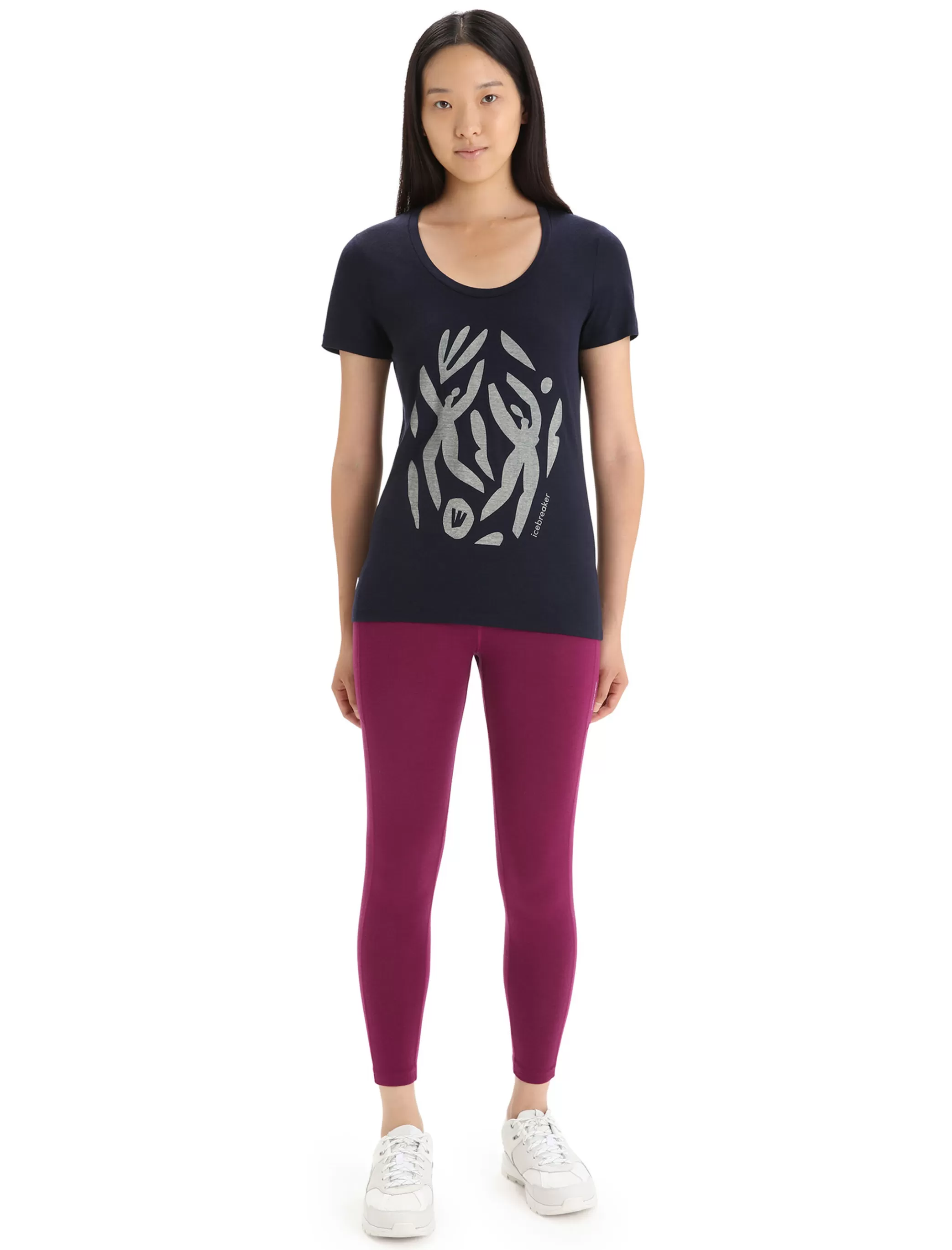 Online icebreaker Women'S Merino Tech Lite Ii Short Sleeve Scoop T-Shirt Nature Celebration Midnight Navy
