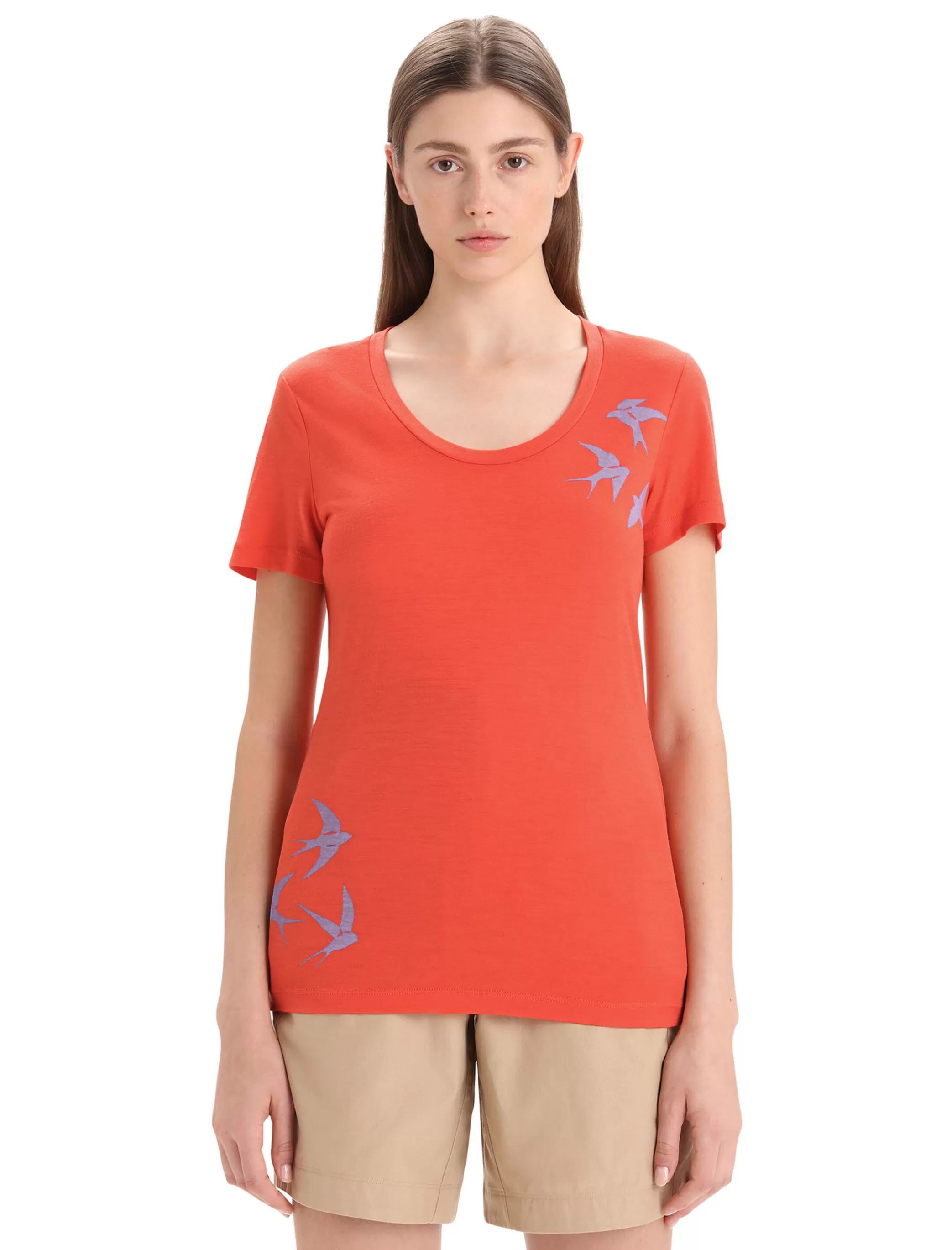 Store icebreaker Women'S Merino Tech Lite Ii Short Sleeve Scoop T-Shirt Swarming Shapes Vibrant Earth