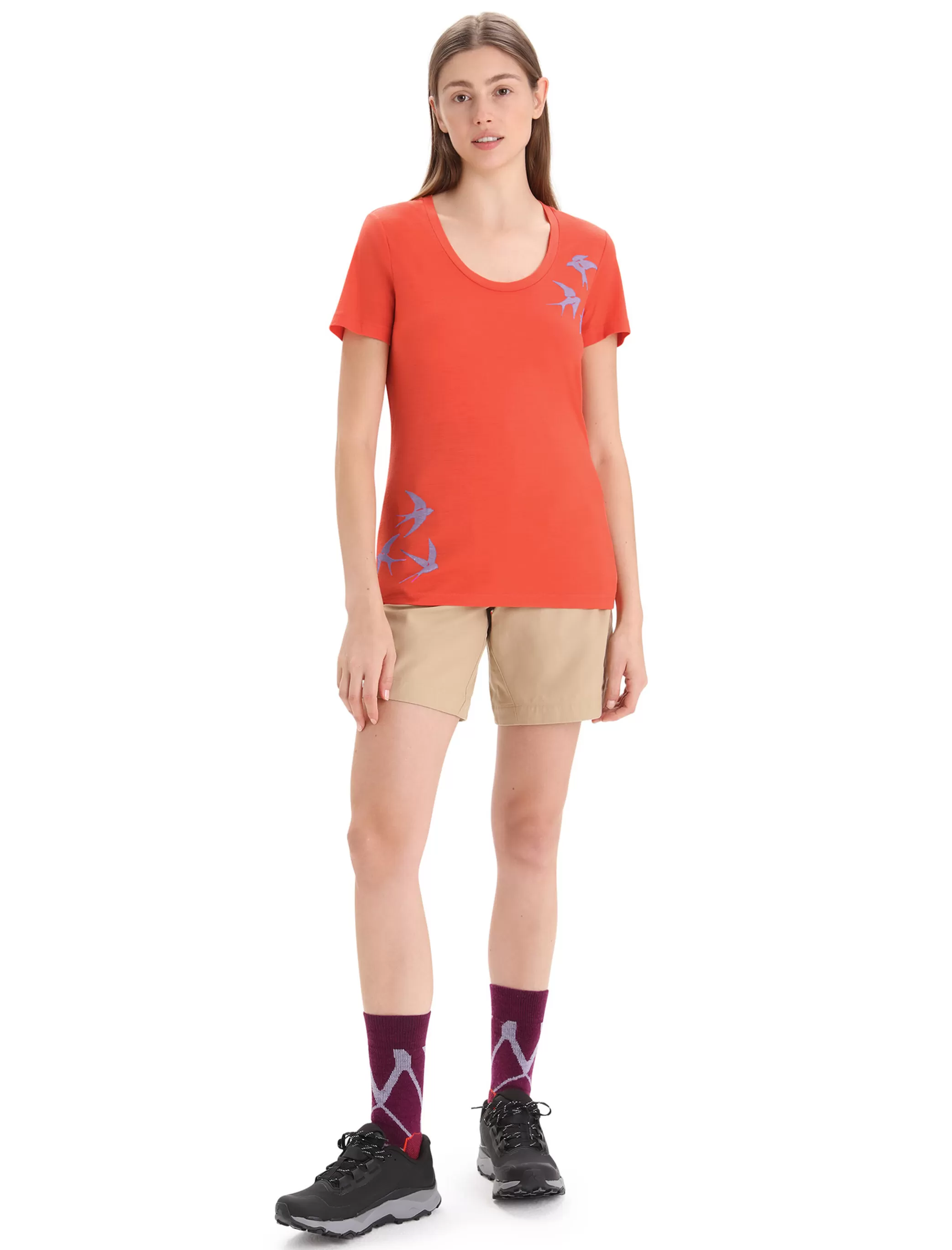 Store icebreaker Women'S Merino Tech Lite Ii Short Sleeve Scoop T-Shirt Swarming Shapes Vibrant Earth