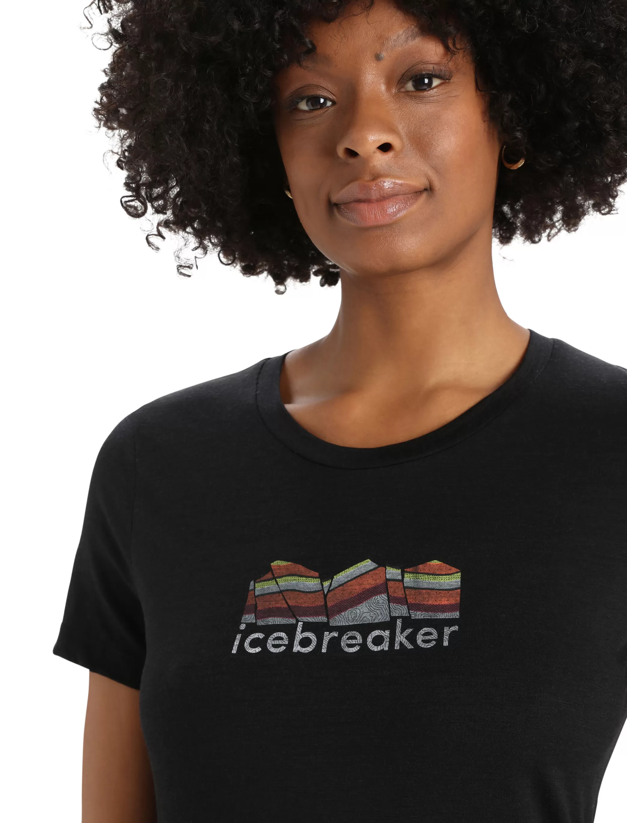 New icebreaker Women'S Merino Tech Lite Ii Short Sleeve Tee Mountain Geology Black