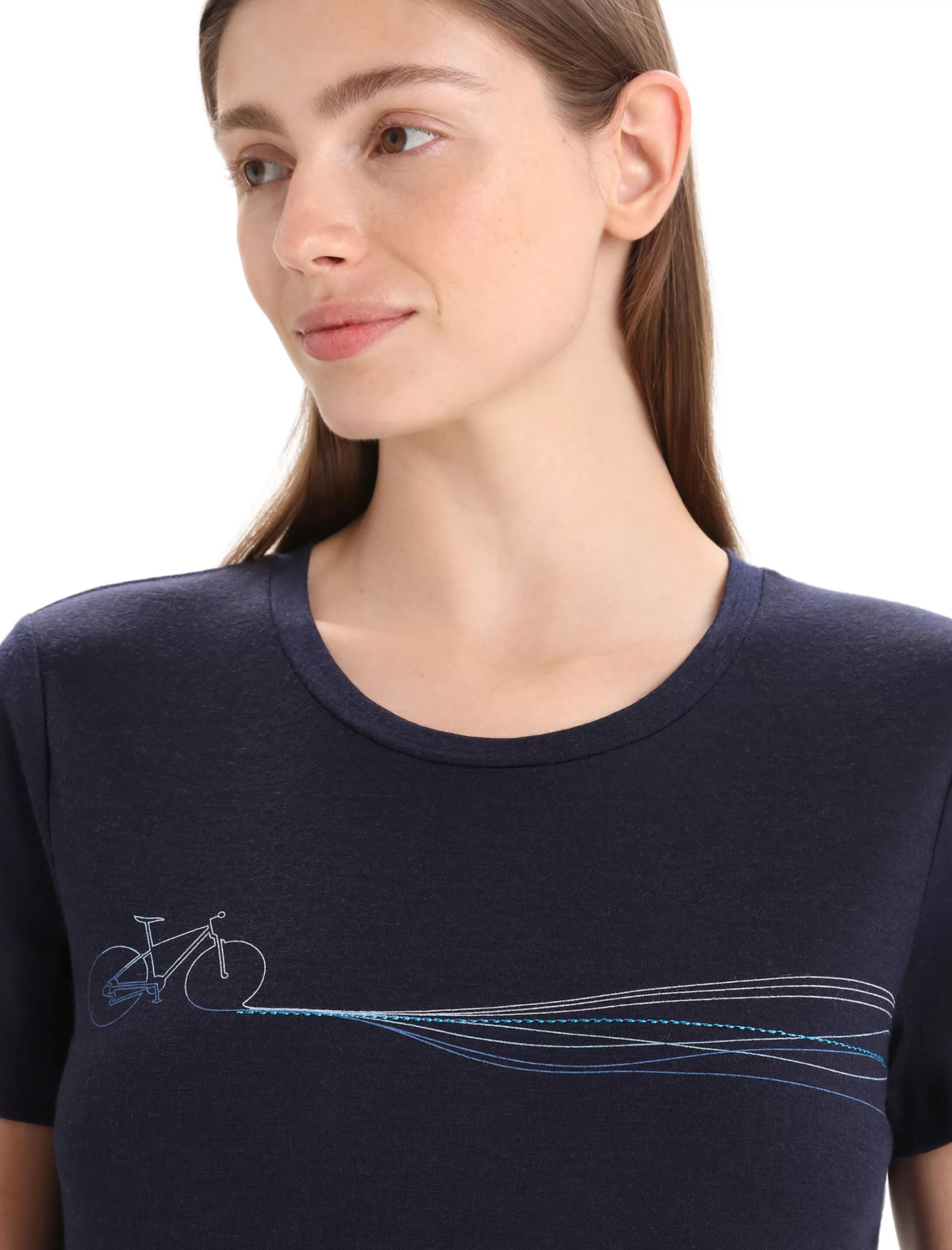 Cheap icebreaker Women'S Merino Tech Lite Ii Short Sleeve T-Shirt Cadence Paths Midnight Navy