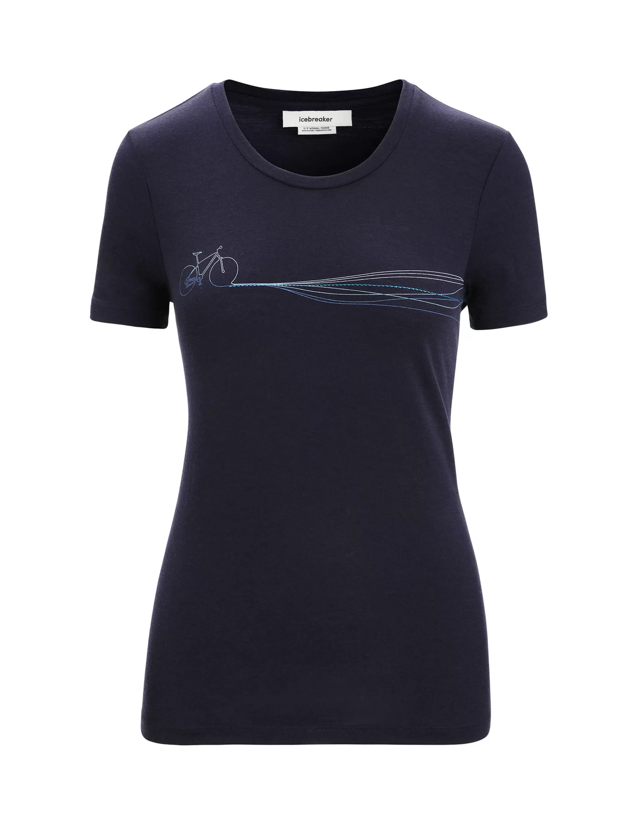 Cheap icebreaker Women'S Merino Tech Lite Ii Short Sleeve T-Shirt Cadence Paths Midnight Navy