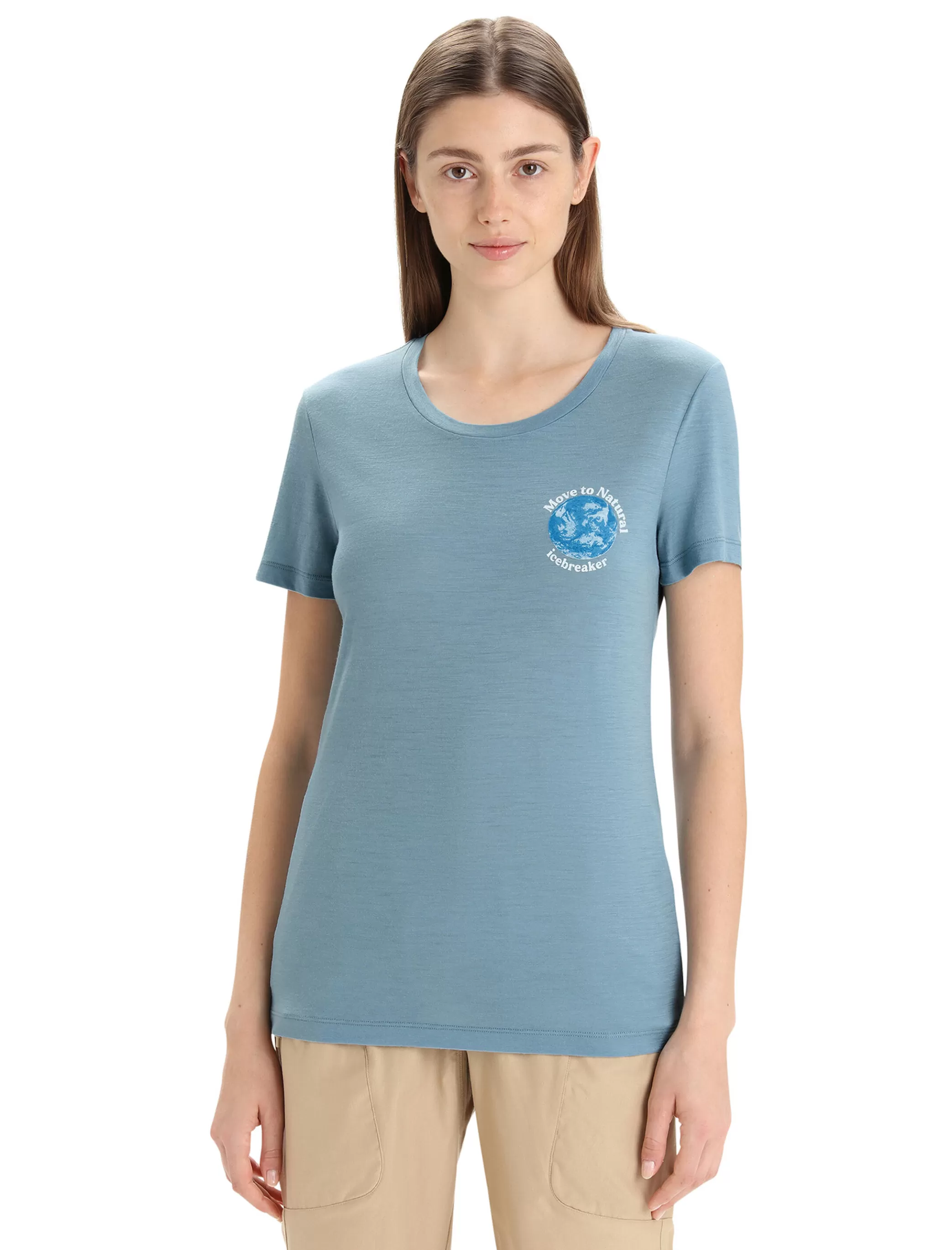Shop icebreaker Women'S Merino Tech Lite Ii Short Sleeve T-Shirt Earth Astral Blue