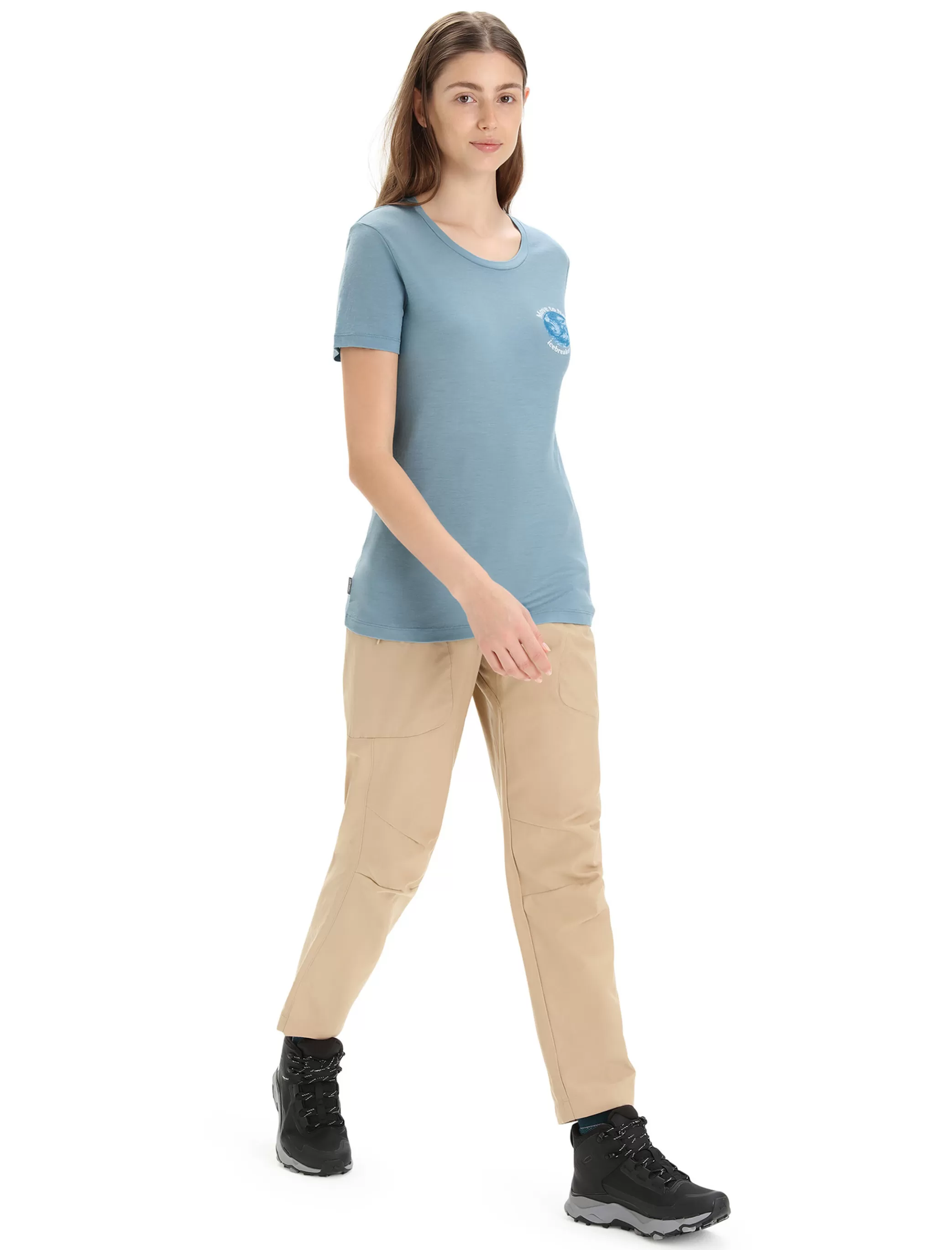 Shop icebreaker Women'S Merino Tech Lite Ii Short Sleeve T-Shirt Earth Astral Blue