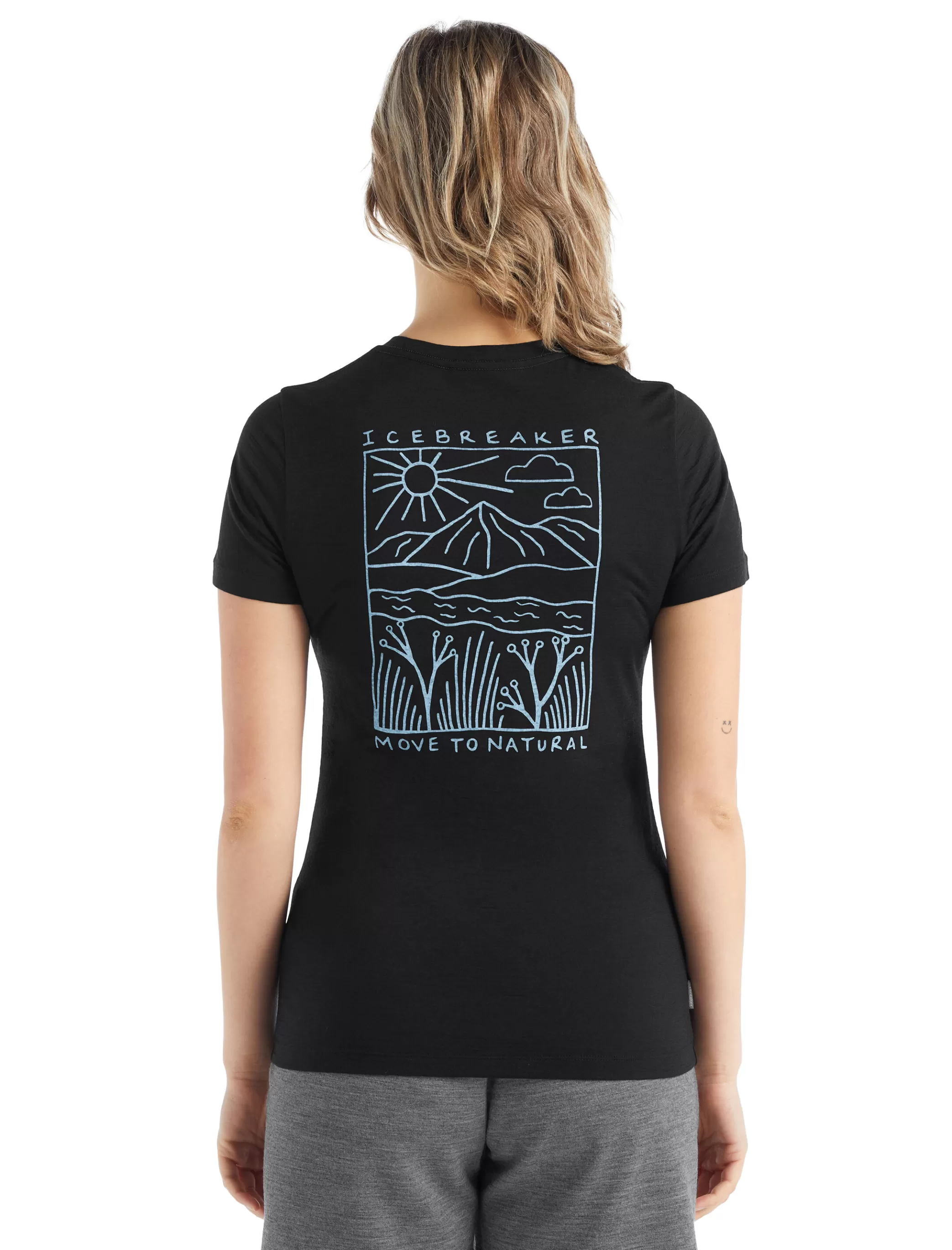 Outlet icebreaker Women'S Merino Tech Lite Ii Short Sleeve T-Shirt Mountain Lake Black