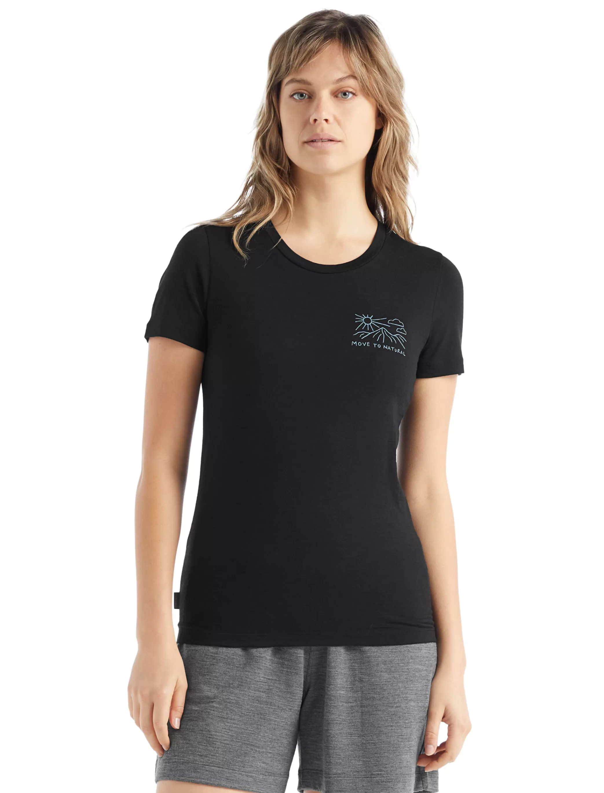 Outlet icebreaker Women'S Merino Tech Lite Ii Short Sleeve T-Shirt Mountain Lake Black