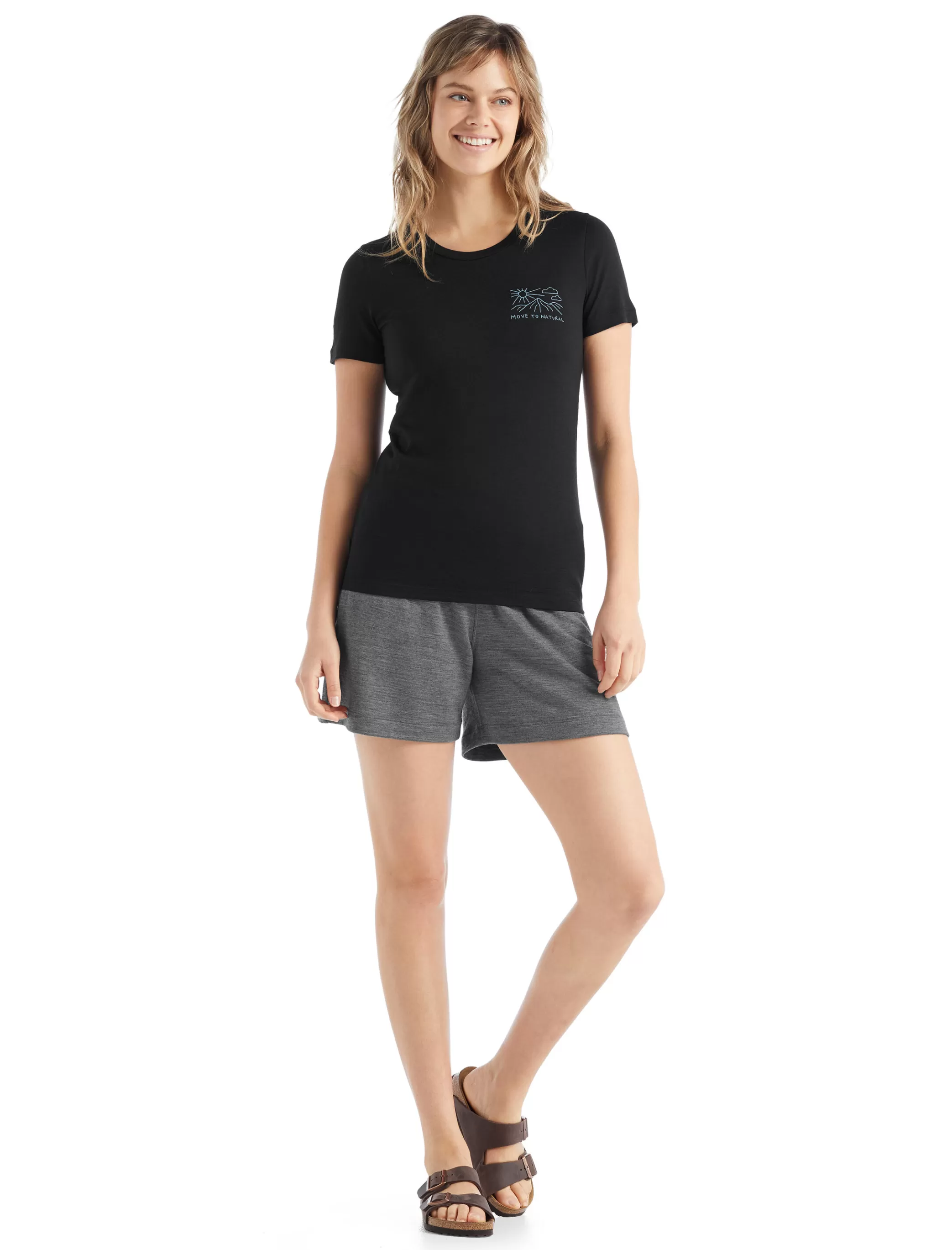 Outlet icebreaker Women'S Merino Tech Lite Ii Short Sleeve T-Shirt Mountain Lake Black