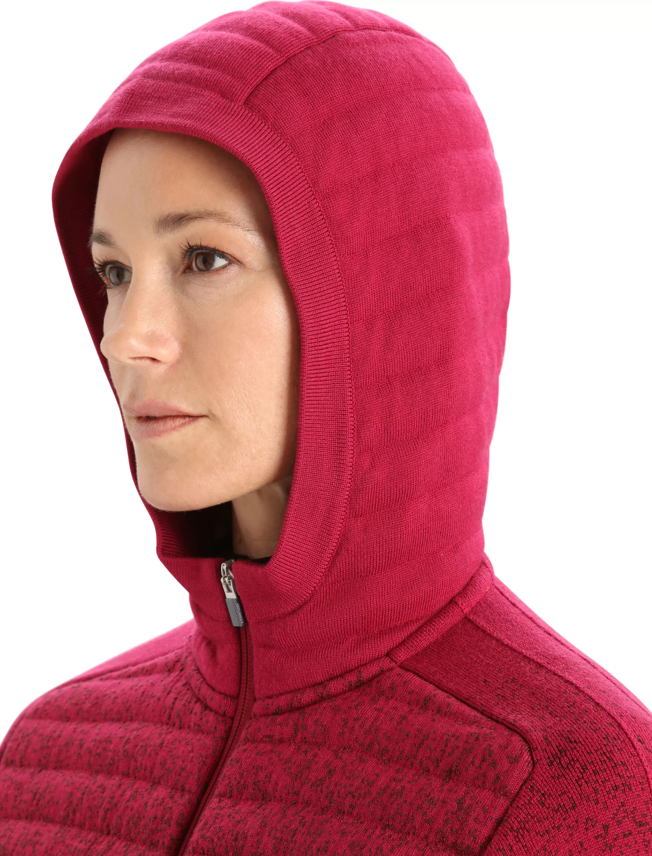 Discount icebreaker Women'S Zoneknit™ Merino Insulated Long Sleeve Zip Hoodie Into The Deep Cherry/Espresso