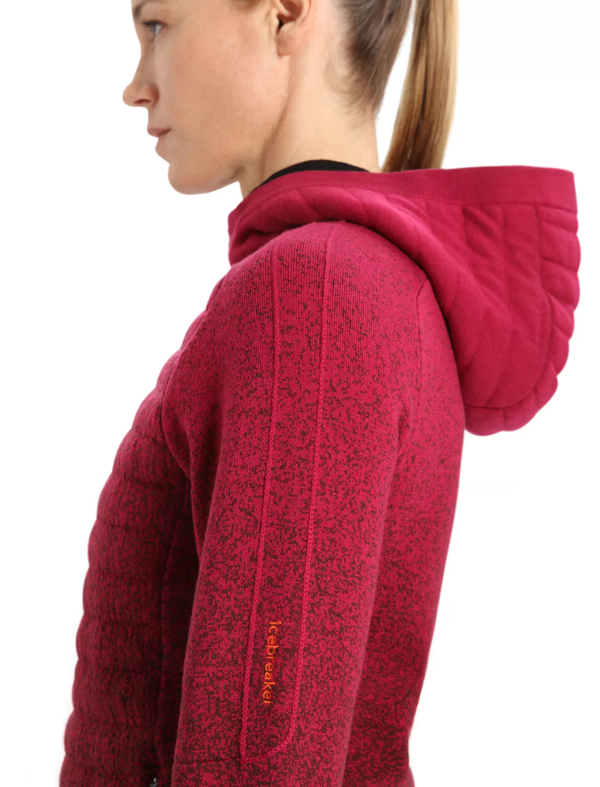 Discount icebreaker Women'S Zoneknit™ Merino Insulated Long Sleeve Zip Hoodie Into The Deep Cherry/Espresso